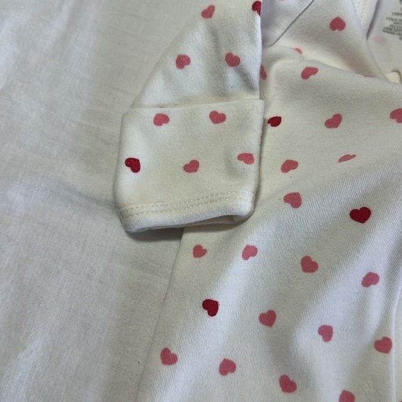 Owlivia - Organic Cotton Heart Print Kids Footie - White and Pink - Picture 4 of 5